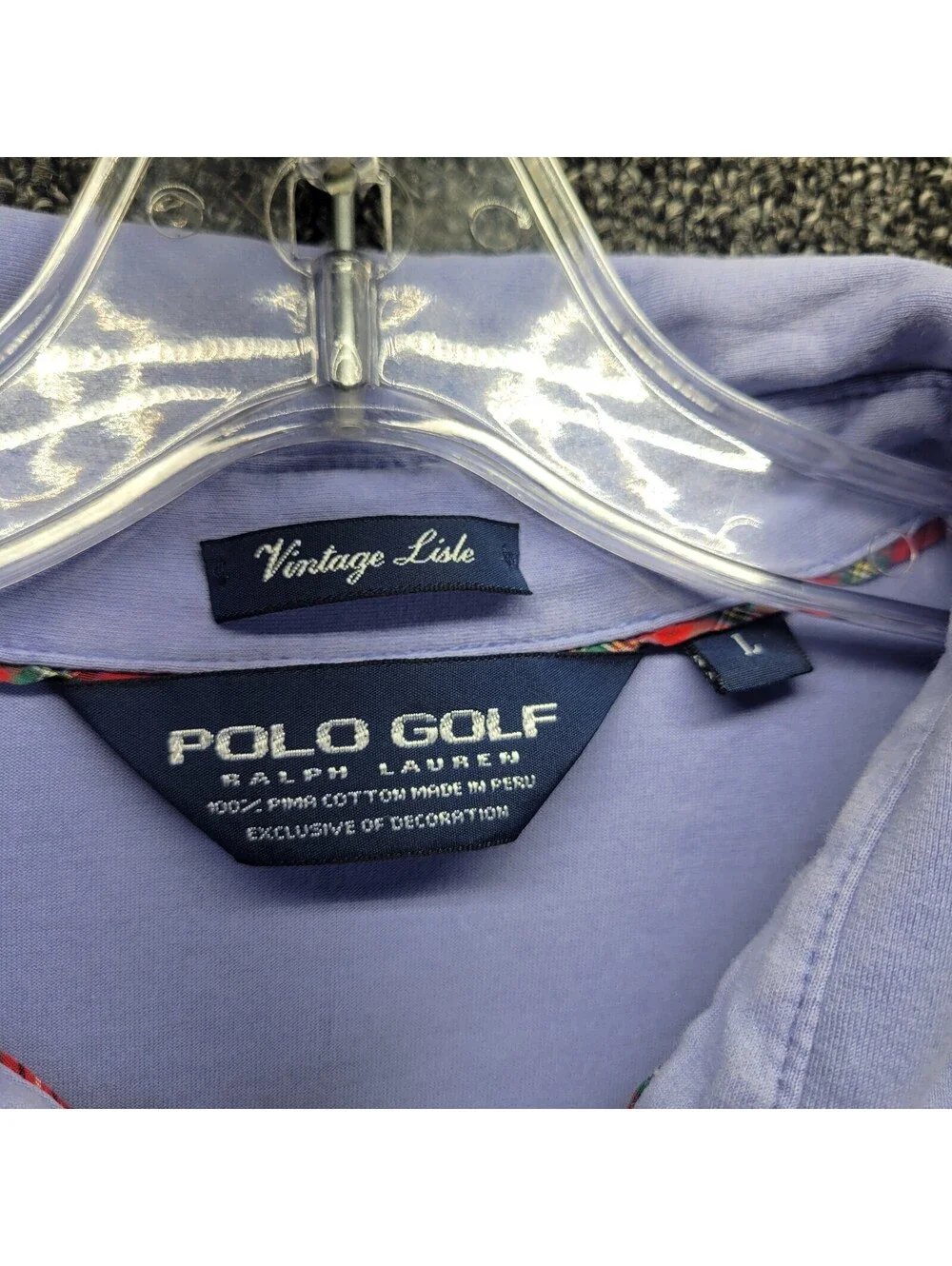 Vtg Polo Golf Ralph Lauren Shirt Men's Sz L Blue Vintage Lisle FHCC Golf Club